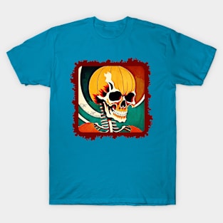 Skull artwork inside bloody Halloween frame T-Shirt